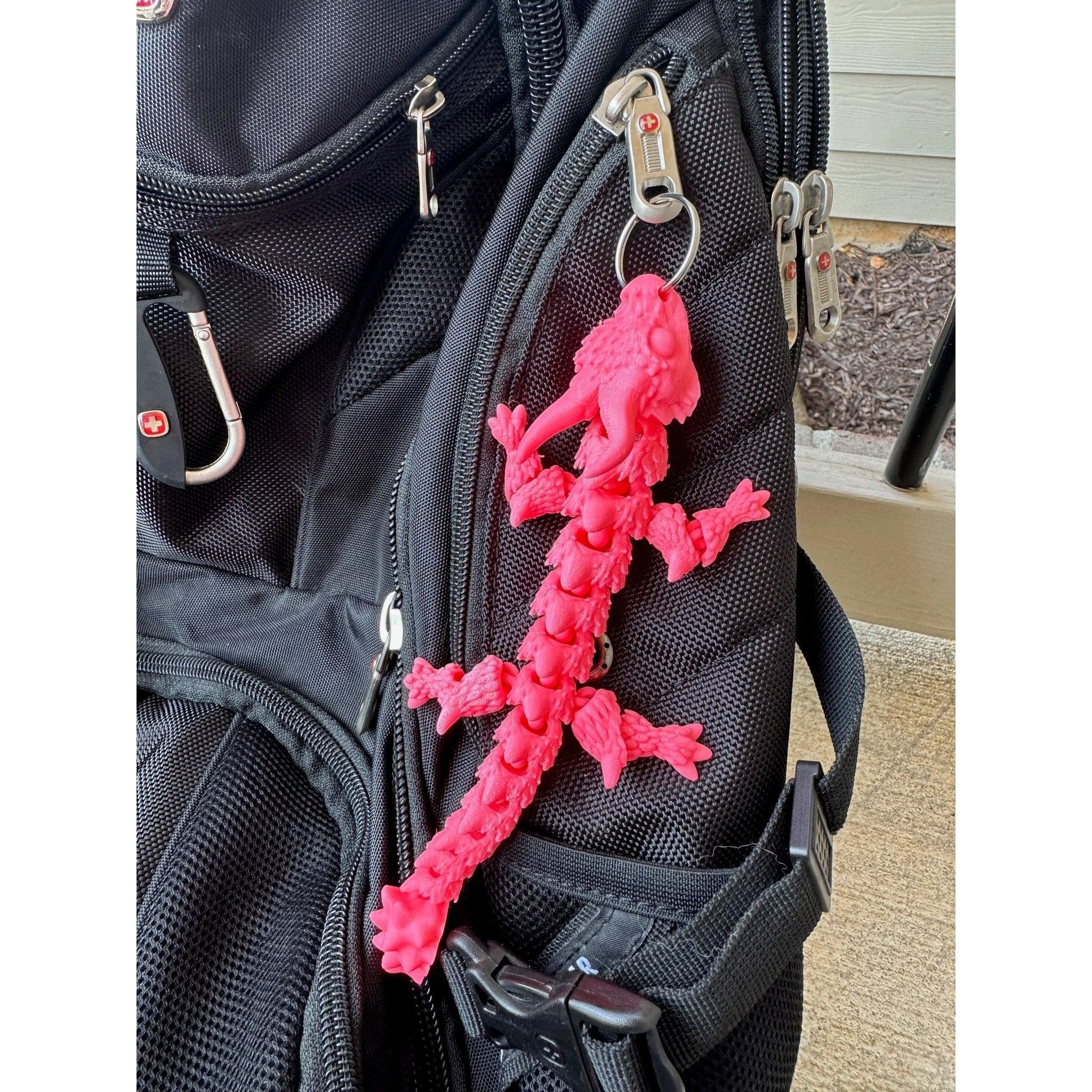 Horned Dragon Keychain - 3D Printed Articulated Dragon - Alchemist Cards & Games
