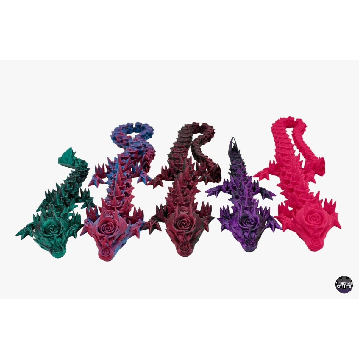 Rose Dragon Fidget Toy - 3D Printed Articulated Dragon - Alchemist Cards & Games