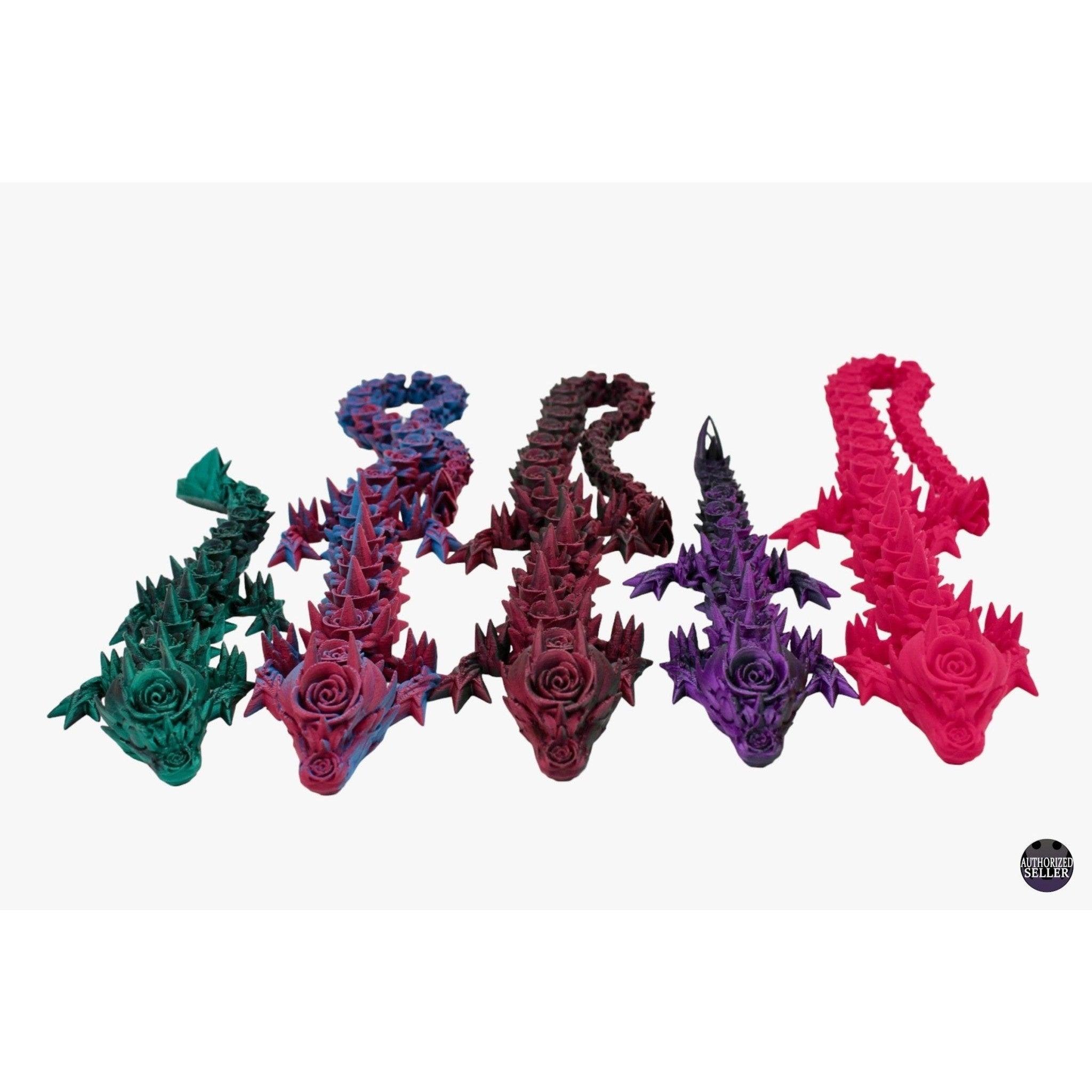 Rose Dragon Fidget Toy - 3D Printed Articulated Dragon - Alchemist Cards & Games