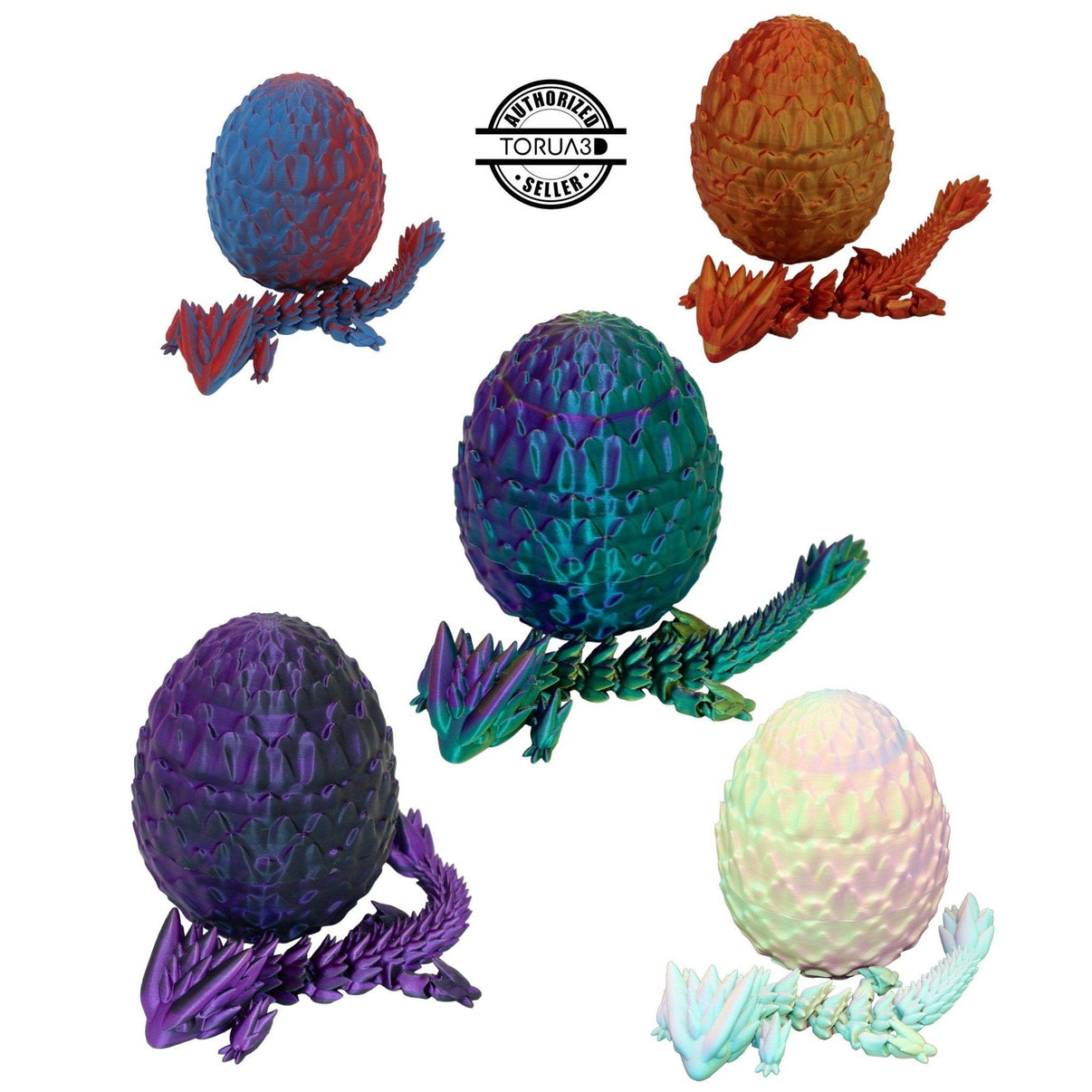 Spiky Dragon and Egg Fidget Toy - 3D Printed Articulated Dragon - Alchemist Cards & Games